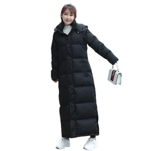 Белая куртка на утином пуху, Женское зимнее пальто X-Long, корейское плотное пуховое пальто, женская куртка, зимняя верхняя одежда
