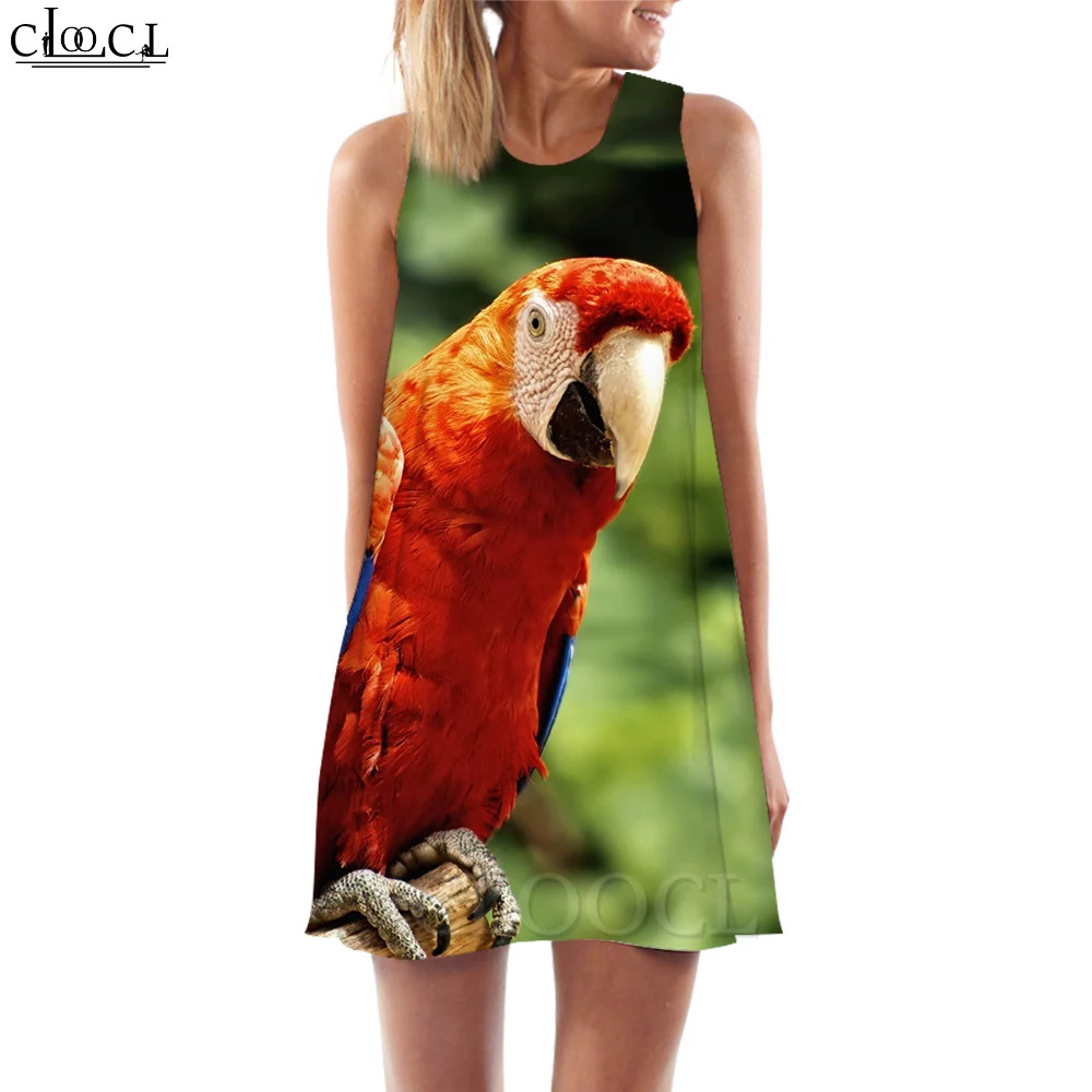 CLOOCL Women Tank Top Dress Beautiful Macaw 3D Printed Parrot Printed Dress Short Vest Daughter Clothing Sleeveless Street Dress party dresses Dresses