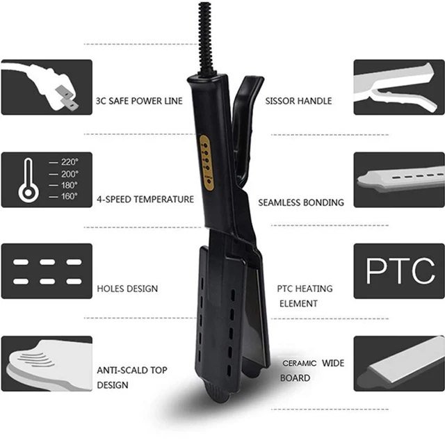 Piastra per capelli professionale Piastra riscaldante in ceramica per ferro piatto a quattro marce Wet & Dry riscalda lo strumento per lo styling per lisciatura rapida 2
