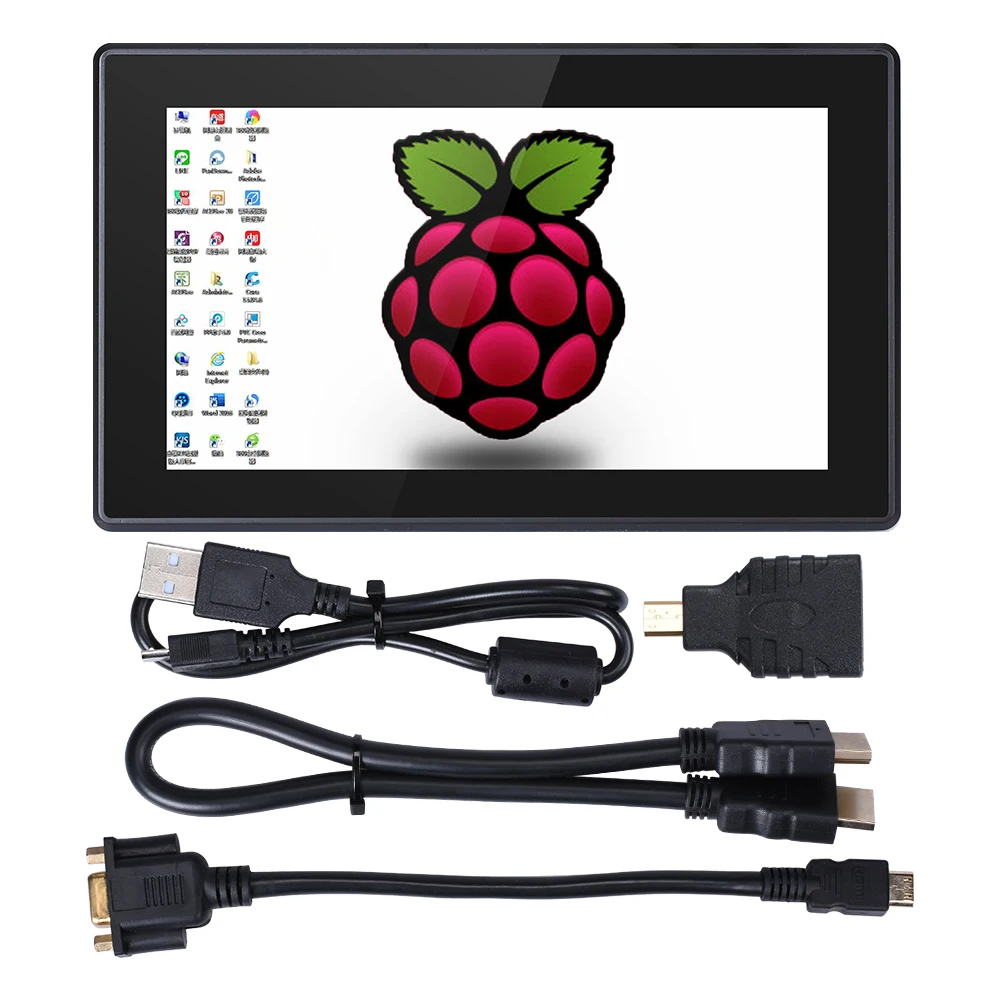 7 дюймовый сенсорный ЖК экран Raspberry Pi 4 Model B 1024x600 из закаленного стекла IPS HDMI VGA