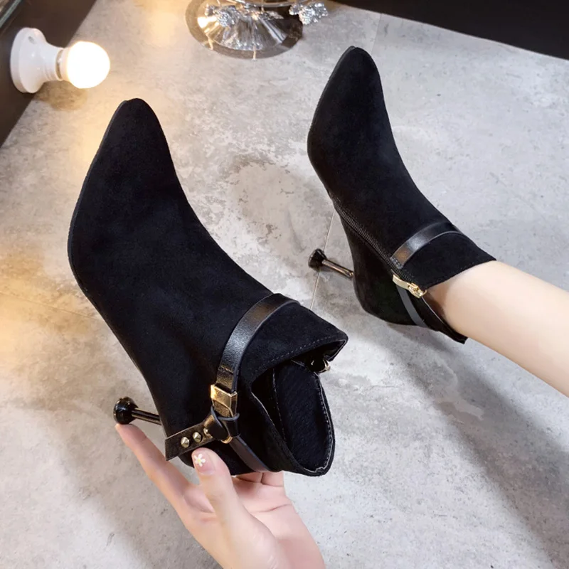 Bootee/ г. Женские осенние ботинки на молнии обувь на шнуровке роскошные дизайнерские ботинки на низком каблуке с круглым носком женские ботинки до середины икры