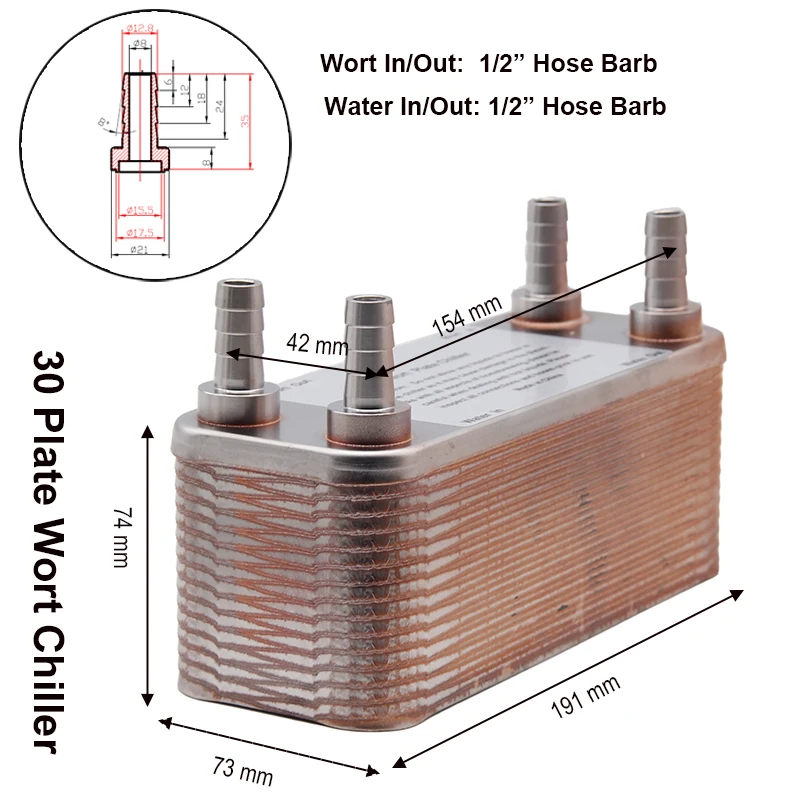 Cerveja homebrew wort chiller 30 placa trocador de calor B3-12A