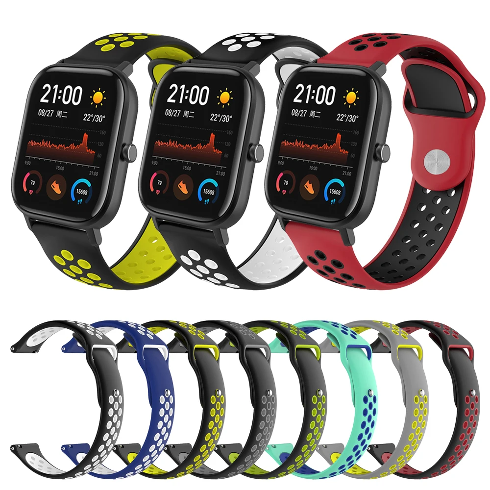 Силиконовый ремешок для часов Xiaomi Huami Amazfit GTS GTR 42 мм/Bip lite Samsung Galaxy Active 2