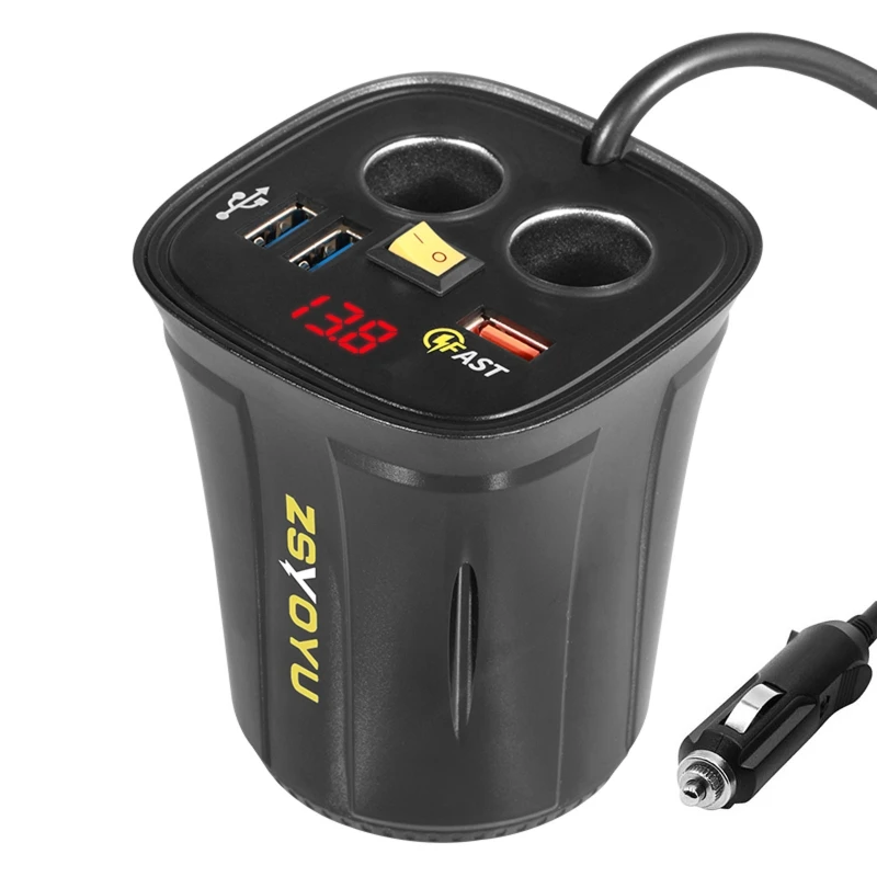 SUV Car Cup 2 Socket Splitter 3 QC3.0 USB Charger с переключателем вкл/выкл Прямая поставка | Мобильные