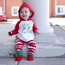 Коллекция года, Зимняя распродажа, Рождественская Толстовка для маленьких мальчиков и девочек, комплект из 2 предметов: топ и штаны в полоску, детская одежда, 40