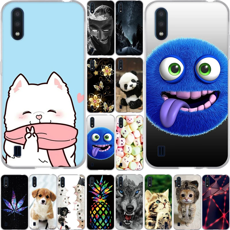 5 7 дюймов для Samsung Galaxy A01 чехол телефона Fundas мягкий ТПУ милый кот мультяшный
