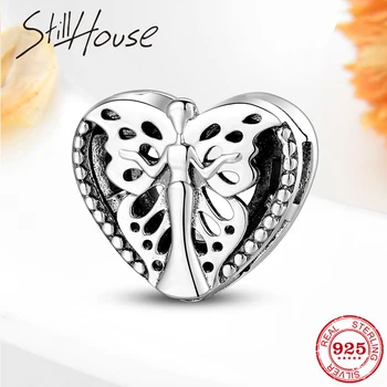 

925 Sterling Silver Heart shape Butterfly fairy Shape clips Beads for jewelry making Fit Original Reflections Charm Bracelet