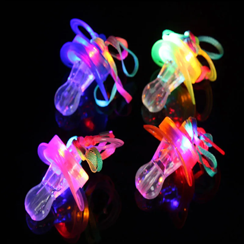 LED Nipple Glow Sticks Light Up Party Favor Pacifier Whistle Toy Children Fun 