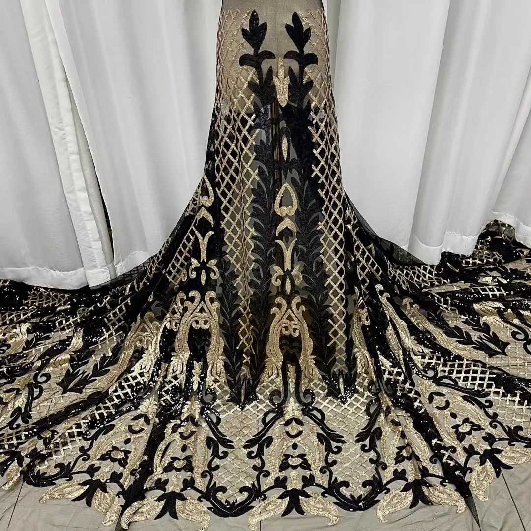 

2021 высокое качество последовательность французский чистая в африканском стиле Тюлевая сетчатая кружевная ткань для платья 5 ярдов/лот YL0601