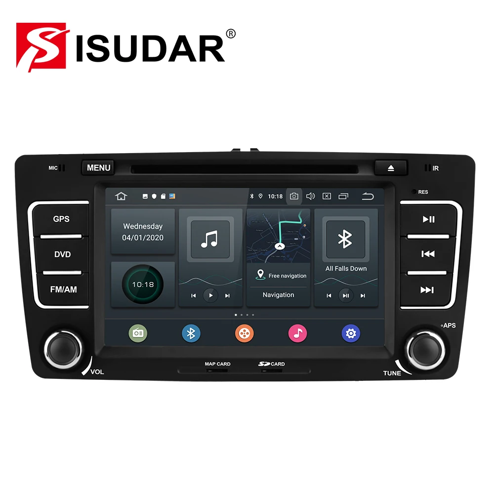 Автомагнитола Isudar 2 Din на Android 10 для SKODA/Yeti/Octavia 2009 2010 2012 ОЗУ 4 Гб ПЗУ 64 ГБ 8 ядер