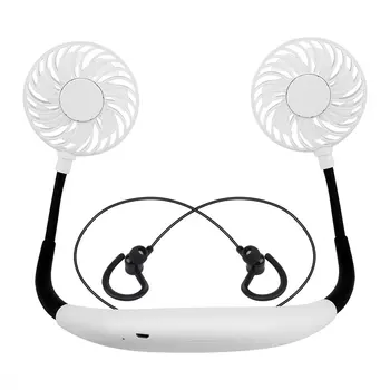 

Neck Fan USB Rechargeable With 7 Color LED Mini Neckband Mini Fan Wireless Earphones With Mic For All Phones
