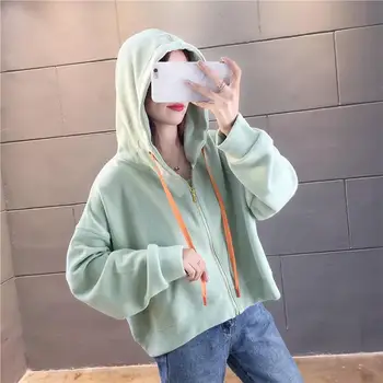 

Jacket Women Sexy Casual Sport Zipper Hooded Short Coat Chaqueta Mujer Veste Femme Ceket Kurtka Bolerko Cazadora Mujer Free Ship