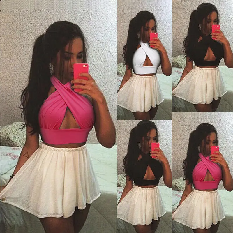 

Women Lady Sexy Backless Vest Bandage Shirt Tank Top Bra Tops Halterneck T-shirt