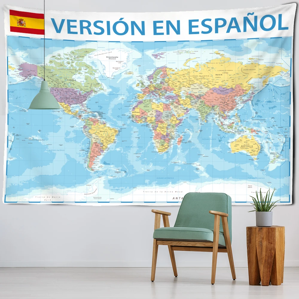 Spain Map Tapestry Wall Hanging Bohemian Style Art Science Fiction Psychedelic Mandala Living Room Home Decor tapestry decorations