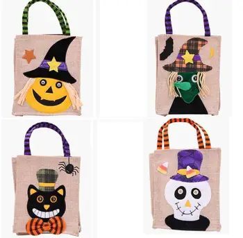 

Halloween Decoration Party Gift Bag Pumpkin Witch Skeleton Ghost Linen Totes Sweets Cookies Gift Packing Bags Fancy Props SN2219