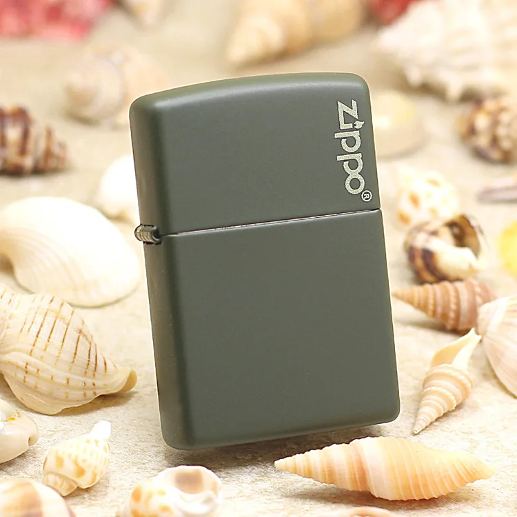 

Genuine Zippo oil lighter copper Classic Green Baking Paint cigarette Kerosene lighters Gift With anti-counterfeiting code 221ZL
