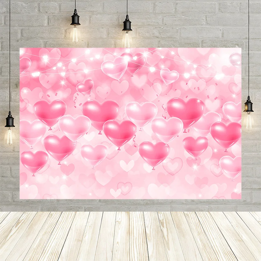 

Mehofond Romantic Heart Balloons Wallpaper Backdrop for Photo Studio Wedding Bridal Shower Backgrounds Photography Decor Banner