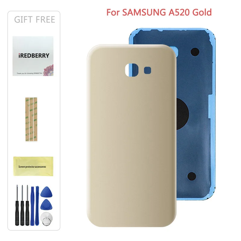 A520 Gold Задний Панель Батарея Стекло чехол с крышкой для Samsung Galaxy A3 A320 A520 A7 A720 A720F задняя Батарея чехол - Цвет: A520 Gold