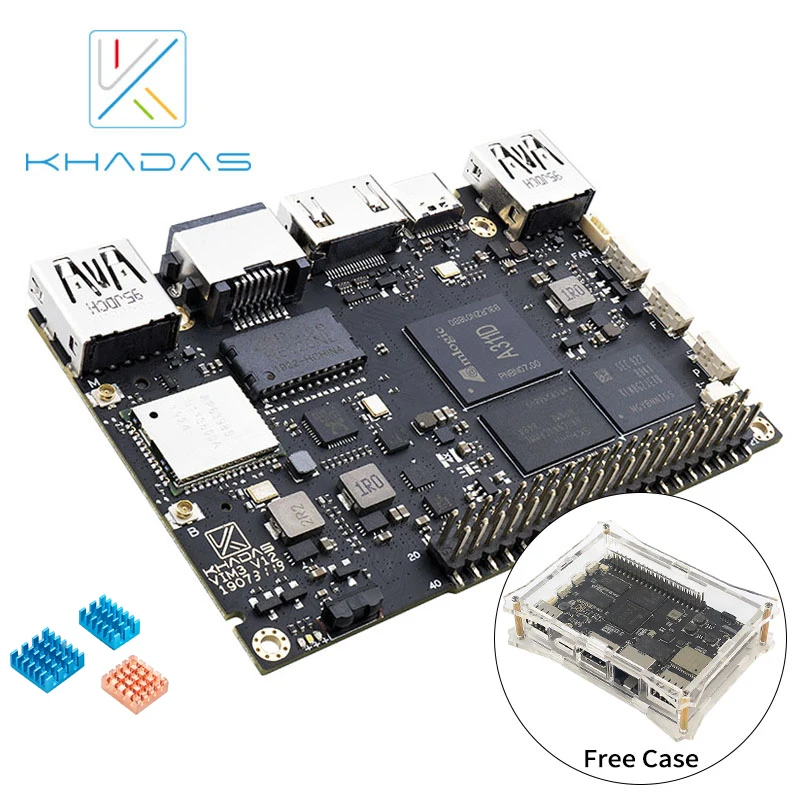 Khadas VIM3 SBC: 12nm Amlogic A311D Soc | 4 Гб + 32 (модель Pro) с 5 0 топами NPU однобортный компьютер