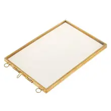 Marco de foto de Metal colgante Vintage + cristal y 2 lados de cristal dorado + transparente 10,2x15,3 cm