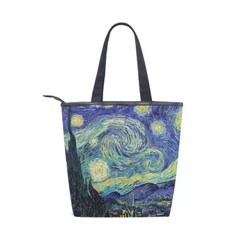 

ALAZA Paintings By Van Gogh Shoulder Bag Canvas Vintage Women Bag Big Size Handbag Tote Ladies Casual Drop Shipping Shopping bag