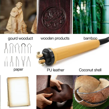 

New 110V/220V Adjustable Temperature Wood Burner Pyrography Pen Burning Machine Gourd Crafts Tool Set With Welding Wire