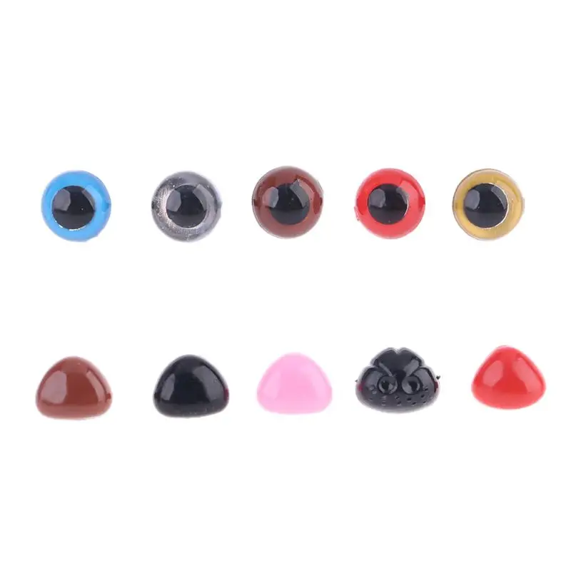 

376 Pcs Colorful Plastic Crafts Safety Eyes Nose 15 Grid 5-12mm Kit with Washer L4MC