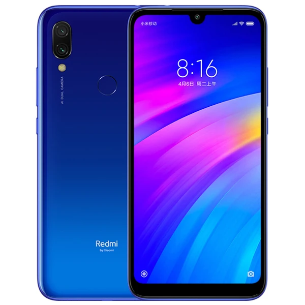 Глобальный Встроенная память Xiaomi Redmi 7, 3 Гб оперативной памяти, 32 Гб встроенной памяти, мобильный телефон Snapdragon 632 Octa Core 6,26 дюйма, разрешение Full Экран 12MP Камера 4000 мА/ч, Батарея - Цвет: Blue