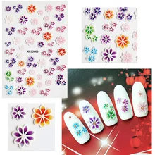 5D наклейки для ногтей s переводные наклейки Красочные тисненые цветы самоклеющиеся наклейки для дизайна ногтей украшения смешанный узор дизайн ногтей