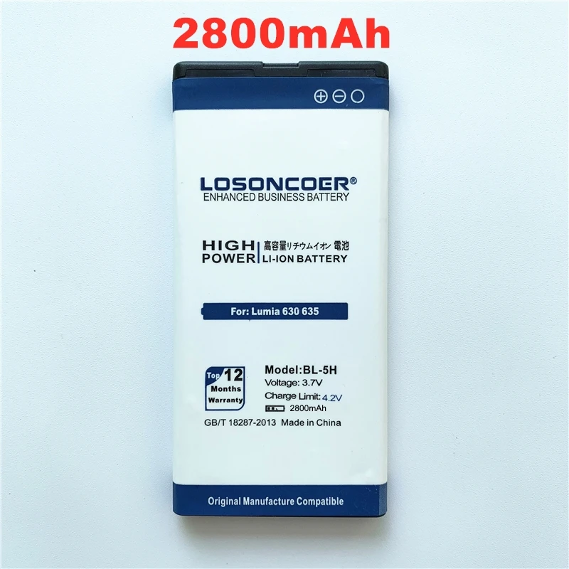LOSONCOER 2800 мА/ч, BL-5H BL 5 ч мобильный телефон Батарея чехол с подставкой и отделениями для карт для Nokia Lumia 630 635 636 638 RM-977 RM-978 RM 977 978 BL5H