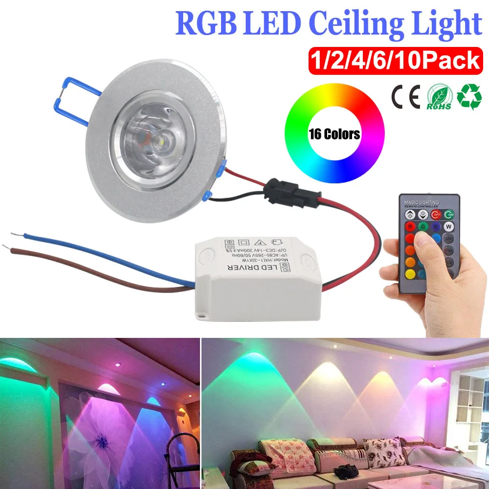 White RGB LED Light Ceiling Recessed Panel Embedded Downlight Spot Lamp Decor 