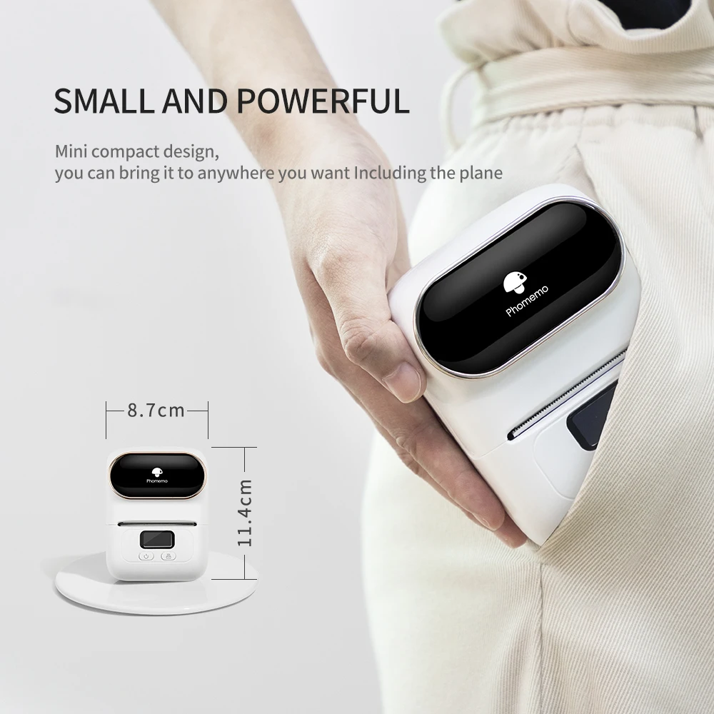 Phomemo M110 Small Label Maker Impresora Portable Wireless for Smart Phone Thermal Logo Sticker Printer Sticky Text Machine