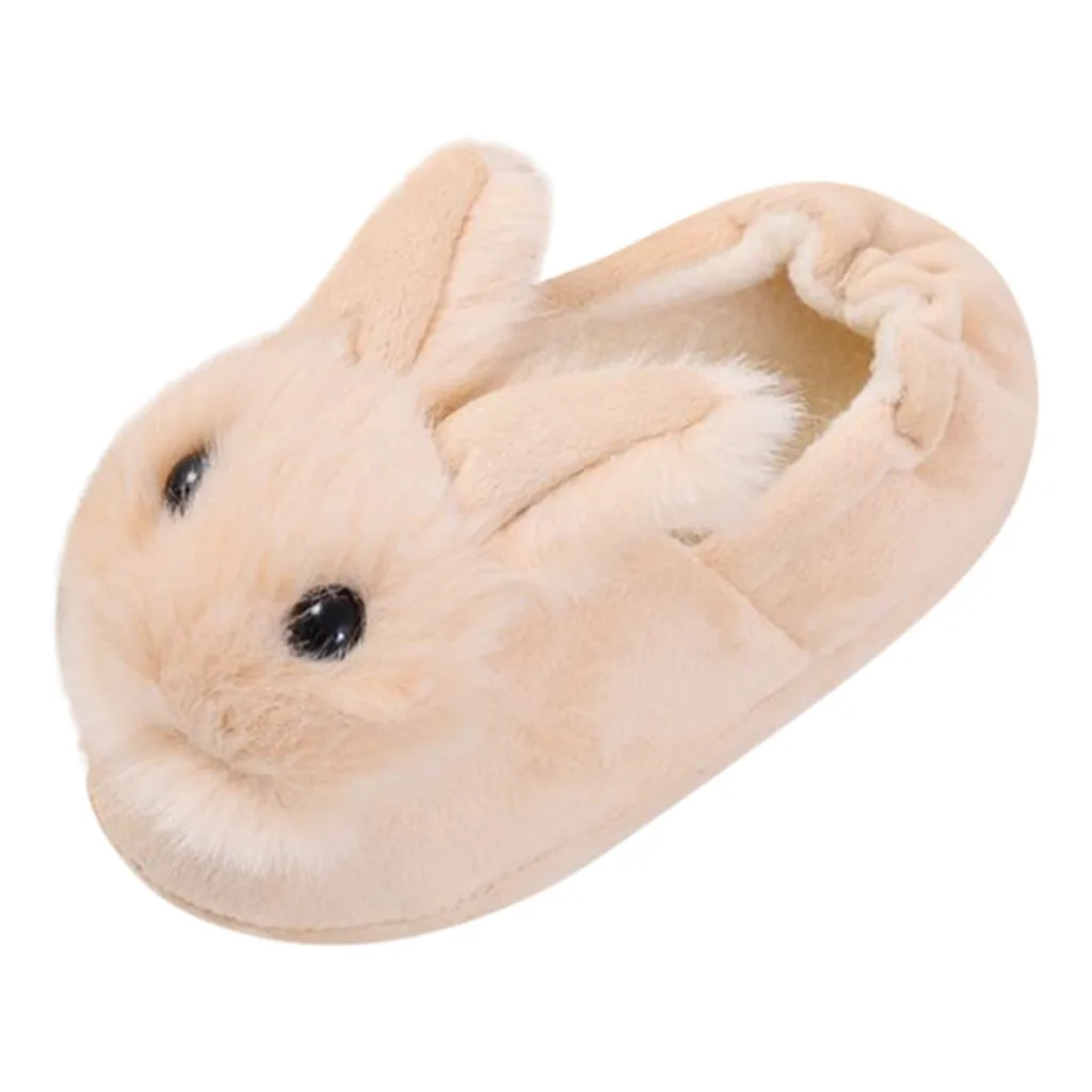 ARLONEET/Детская Хлопковая обувь; домашние тапочки для детей; милые плюшевые уши кролика для маленьких мальчиков и девочек; теплая домашняя обувь - Цвет: BG