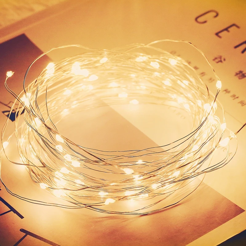 

2M 5M 10M LED String lights Silver Wire Christmas Garlands Festoon led Fairy Light Christmas Decorations for Home Room Tree QDRR