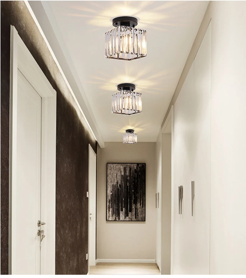 Nordic crystal ceiling light for aisle, corridor entrance, balcony, cloakroom,  luxury crystal small ceiling lamp hanging lights