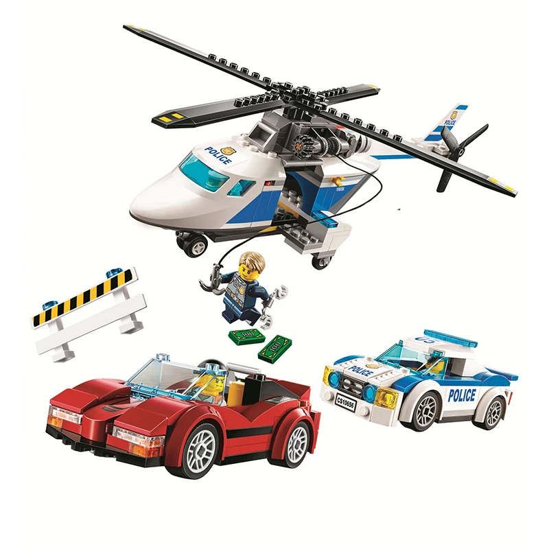 

New 318pcs City Police High-speed Chasing Helicopter Bela Building Blocks Compatible With Legoinglys Christmas 60138 Toy