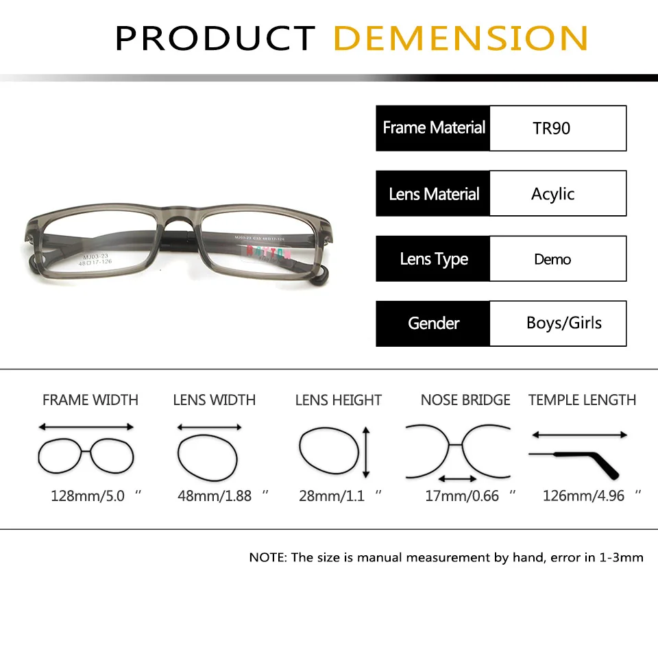 ESNBIE Cool Kids Glasses Frames Boy Girl Rectangular Kid's Eyeglasses Nerd TR90 Flexible Children Plastic Memory Rx Lens