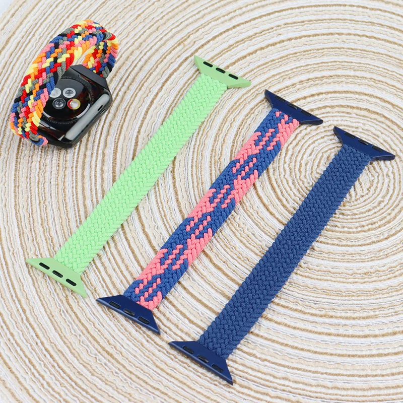 Slim Braided Solo Loop For Apple watch band 44mm 40mm 42mm 38mm 42 mm FABRIC Elastic belt bracelet iWatch serie 6 5 4 3 se strap