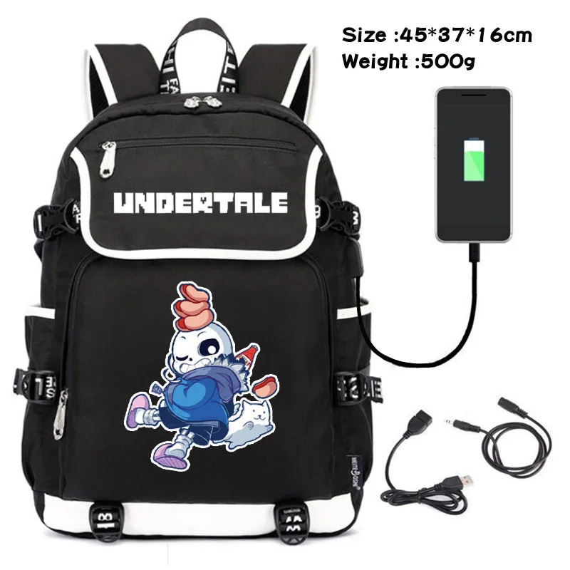 9 Undertale Сан Папирус холст школьная сумка Косплей USB порт Backapck ноутбук путешествия рюкзак подарок - Цвет: 9