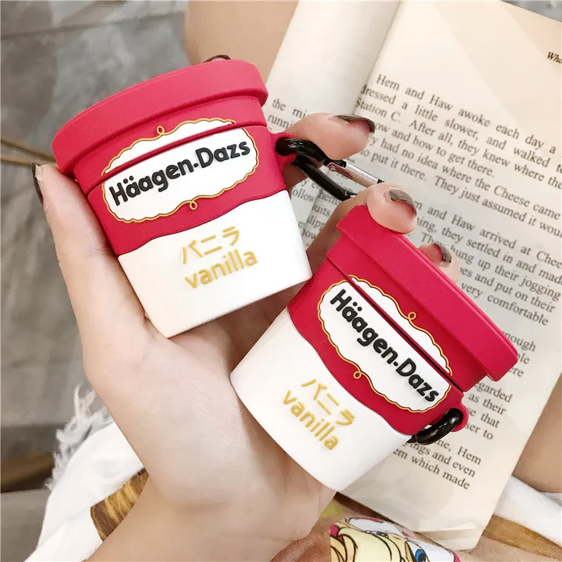 3D HAGEN Dazs Мороженица коробочка для мороженого кожа Чехлы наушников Apple Airpods 1/2