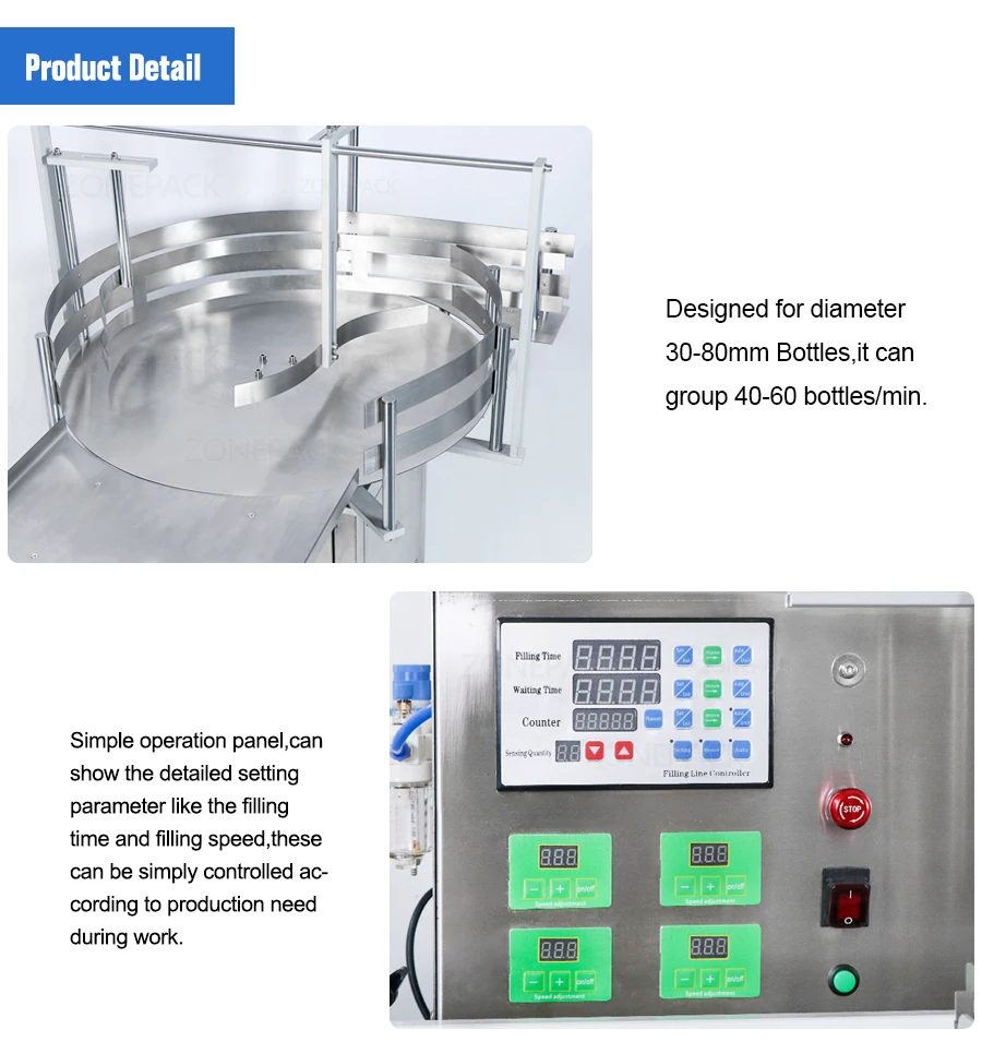 ZONEPACK Настольная автоматическая машина для розлива и укупорки напитков, растворителей, перистальтический насос для электронных соков, этикетировочная машина для производственной линии 