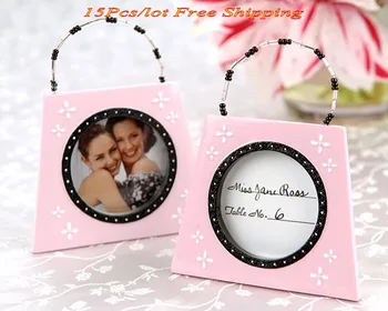 

15Pcs Wedding party Decorations of The Pink Plaid Purse Photo Card Holder and Table decoration Photo holder for Bridal showers