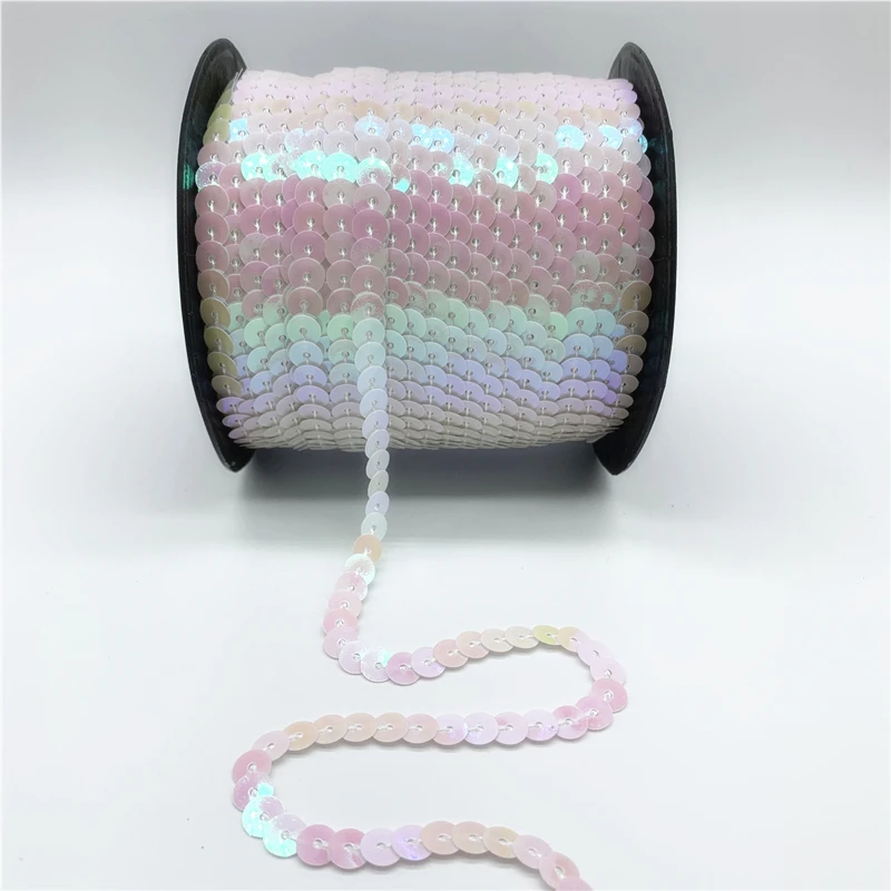 Sequin Sewing Accessories 5yards/Lot 6mm Sequins Ribbon Round Flat Sequins Laser Glitter Paillettes For Crafts Sewing Cloth Accessory Sequin Trim