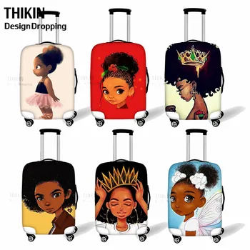 

THIKIN African Art Women Travel Luggage Cover Afro Black Girls Print Elastic Thick Suitcase Covers Custom Leather Luggage Tag