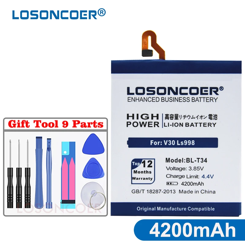 LOSONCOER BL-T34 4200 мА/ч, высокое качество Аккумулятор для смартфона для LG Sprint V30+ V30A H932 H930 V30 LS998 Батарея