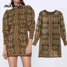 Винтажный буф в английском стиле, жаккардовое вязанное платье za, Женское Платье vestidos de fiesta de noche vestidos блейзер