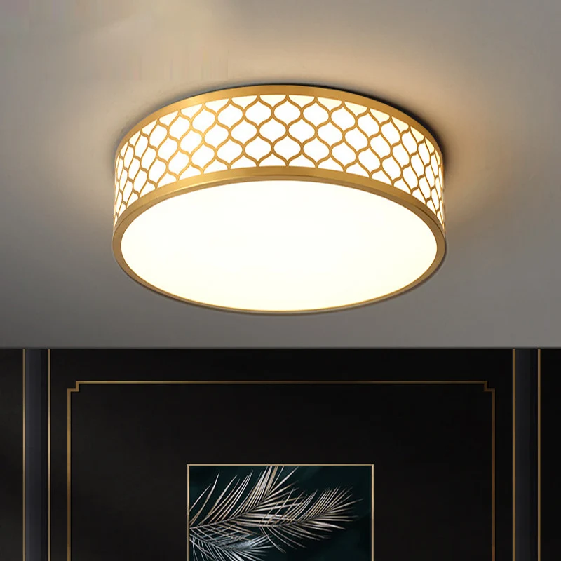 

All Copper Bedroom Porch Ultra-Thin Modern Minimalist Luxury Balcony Led Ceiling Lamp