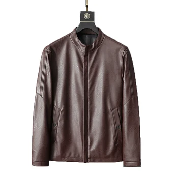 

2019 Men Autumn Winter Pu Leather Punk Jacket Coat Mens Stand-up Collar Leather Jacket Fashion Motorcycle Leather Male Outerwear