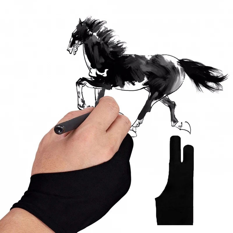 Black 2 Finger Anti-Fouling Glove Artist Drawing Glove For Any Graphics Drawing Table Both For Right And Left Hand artist drawing gloves