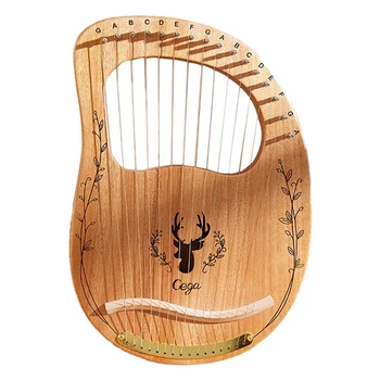 

Cega 16 String Wooden Lyre Harp Metal Strings Mahogany Solid Wood String Instrument with Tuning Wrench,Wood Color